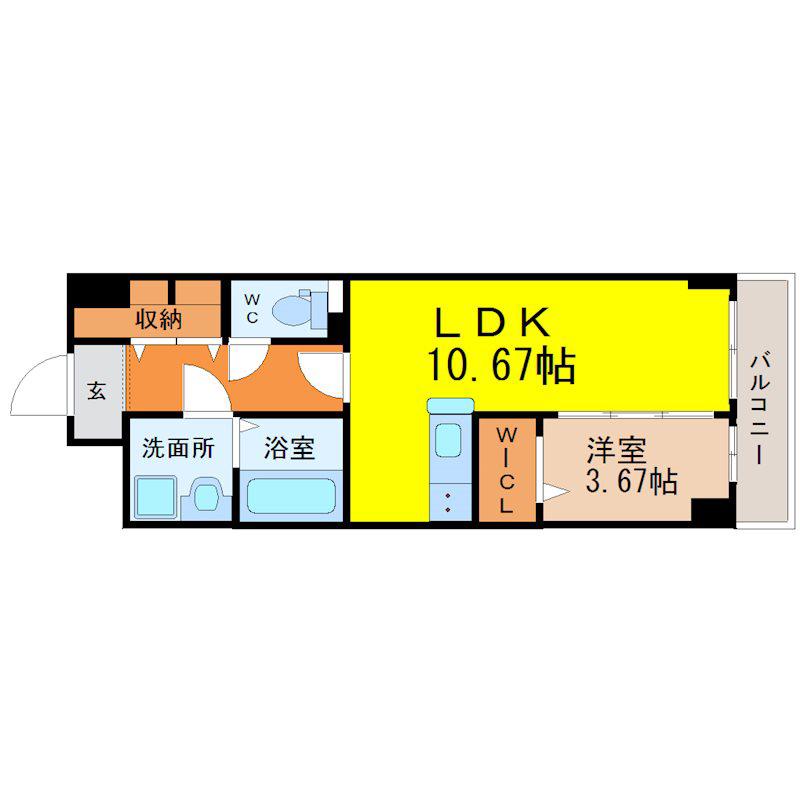 S-FORT北千種(1LDK/6階)の間取り写真