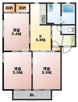 シャーメゾンK B(3K/1階)の間取り写真