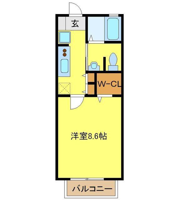 メゾンドソレイユ(1K/1階)の間取り写真