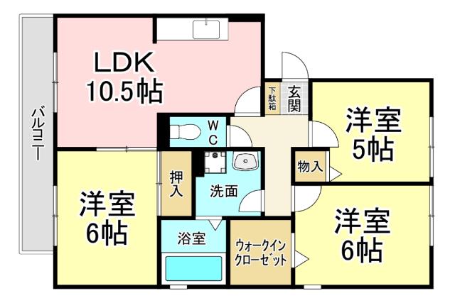 コンフォールI番館(3LDK/3階)の間取り写真