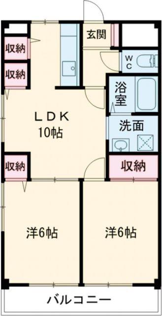 藤パレス(2LDK/5階)の間取り写真