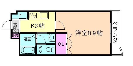 ソレイユ(1K/3階)の間取り写真