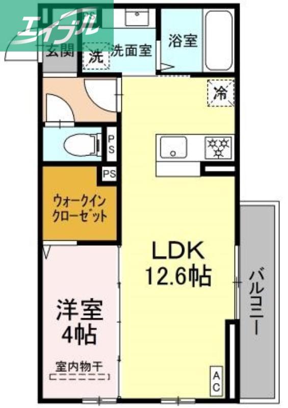 アルカンシェルSAYAII(1LDK/3階)の間取り写真