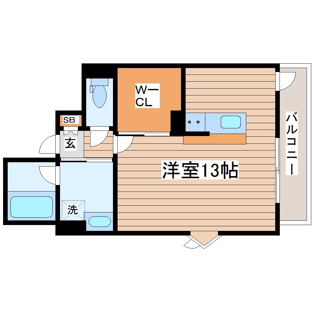 グレイスヒル高嶺(ワンルーム/2階)の間取り写真