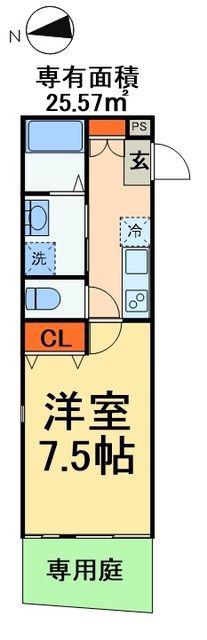 ベイシティ(1K/1階)の間取り写真