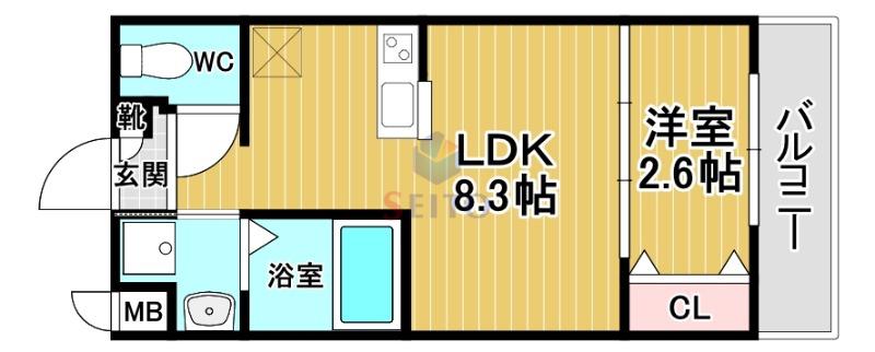 リアコート千里丘Iノース(1LDK/3階)の間取り写真