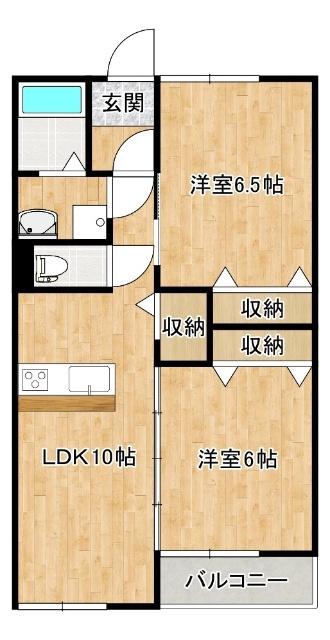 セレスピア大潟(2LDK/1階)の間取り写真