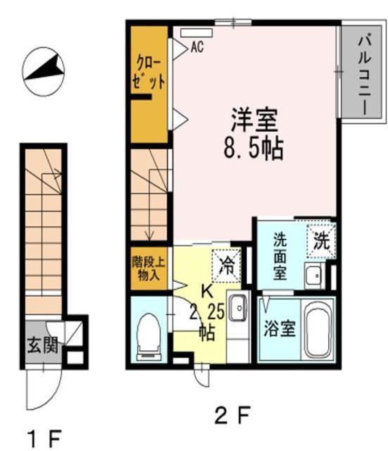 クリオス(1K/2階)の間取り写真