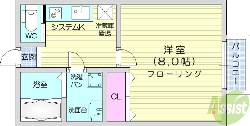 PADDINGTON南小泉(1K/2階)の間取り写真