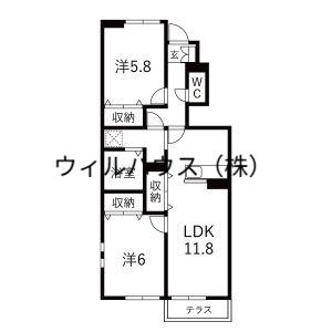 パルクエスト3(2LDK/1階)の間取り写真