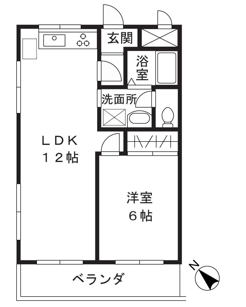 ハイツイノキ(1LDK/1階)の間取り写真