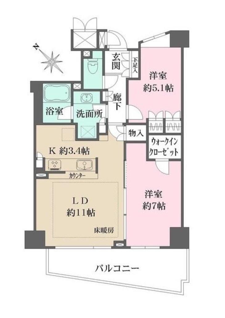 パークハウス アバンシス(2LDK/10階)の間取り写真