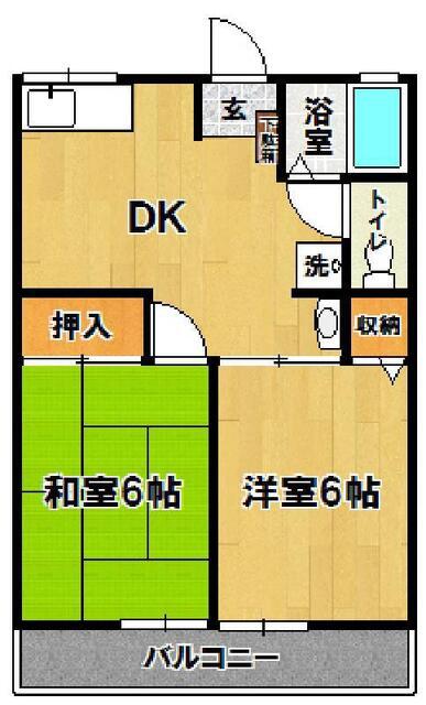 シティハイム高橋(2DK/1階)の間取り写真