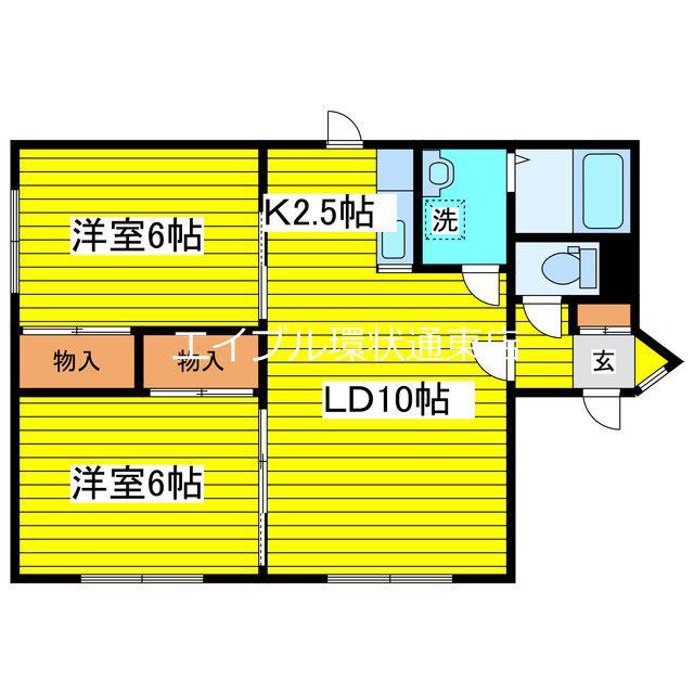 ルミエールN15(2LDK/2階)の間取り写真