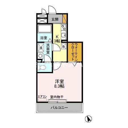 コンフォールK(1K/2階)の間取り写真