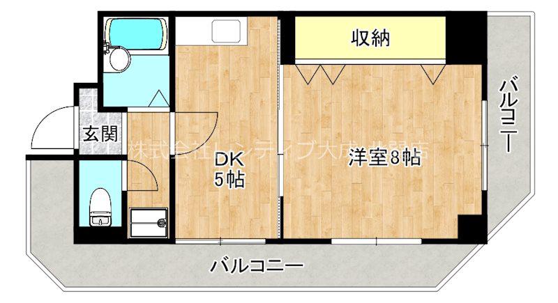 H2O新今里2ビル(1DK/10階)の間取り写真