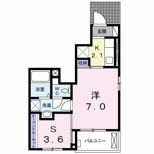 パークイースト(1SK/1階)の間取り写真
