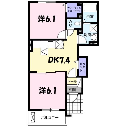 アンジュール(2DK/1階)の間取り写真
