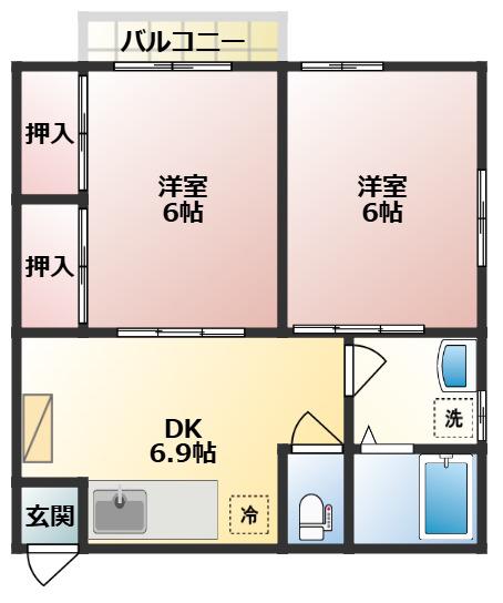 メゾンTU第1(2DK/2階)の間取り写真