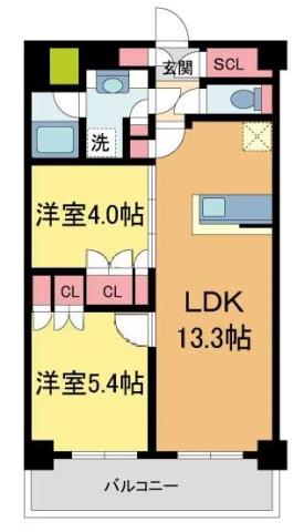 ブランシエスタ西宮(2LDK/7階)の間取り写真