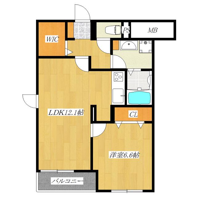 カーサピチカート(1LDK/4階)の間取り写真