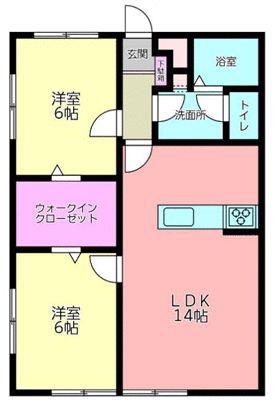 カーサルシア(2LDK/2階)の間取り写真