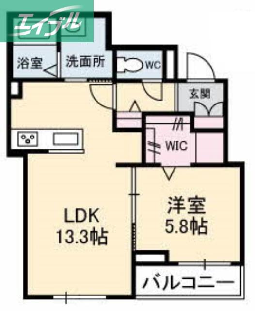 ツアンガーデンB(1LDK/2階)の間取り写真