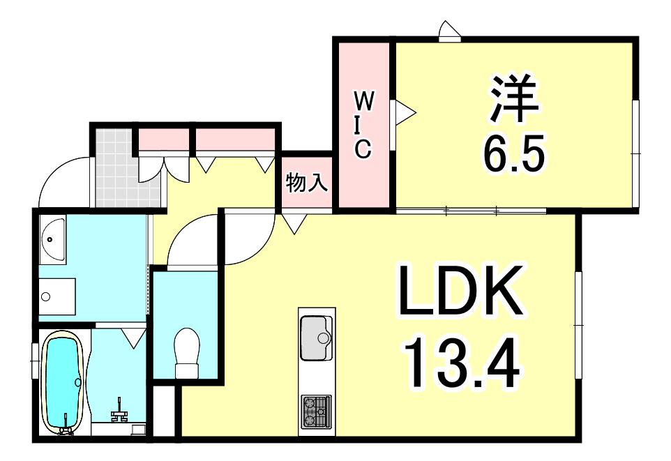 REVEUR甲東I(1LDK/1階)の間取り写真