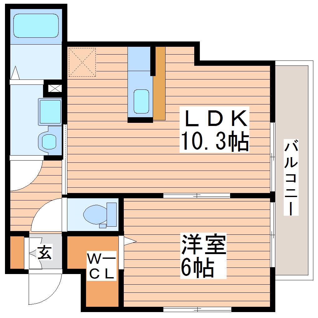 レイウッド蒲町・2(1LDK/1階)の間取り写真
