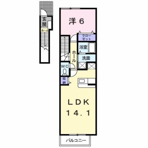 シエル・ケイエム(1LDK/2階)の間取り写真