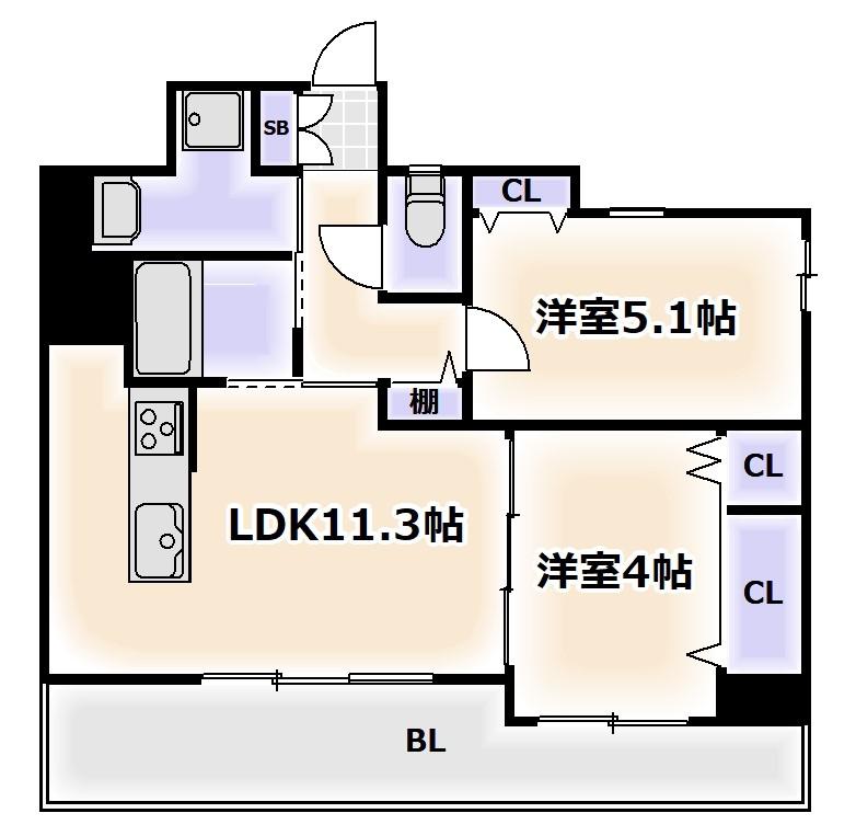 EUPTELEA天王寺(1SLDK/8階)の間取り写真