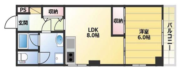 FSビル(1LDK/5階)の間取り写真