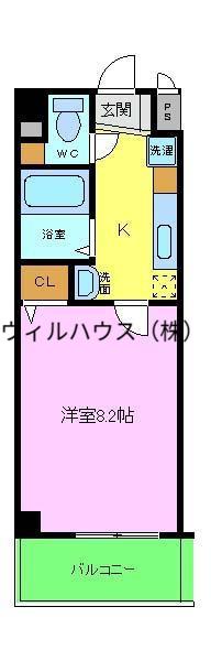 プリヴェ2号館(1K/4階)の間取り写真