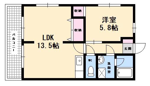 コーポ網文(1LDK/2階)の間取り写真