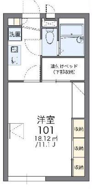 レオパレスプラシード竹丘(1K/1階)の間取り写真