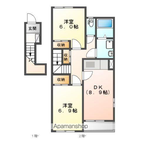CASA FELIZ(2DK/2階)の間取り写真