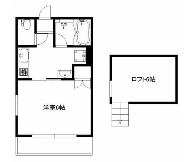 クラウンライフII(1K/2階)の間取り写真