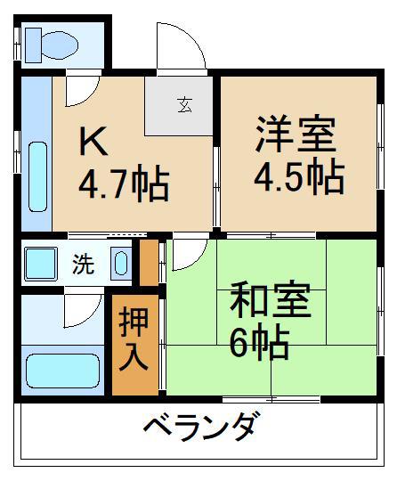 大和ビル(2K/2階)の間取り写真