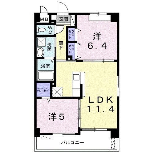 ヴィラ・アリーエ(2LDK/2階)の間取り写真