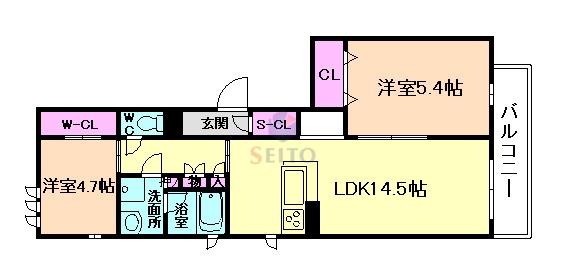 シャーメゾン クレスト(2LDK/2階)の間取り写真