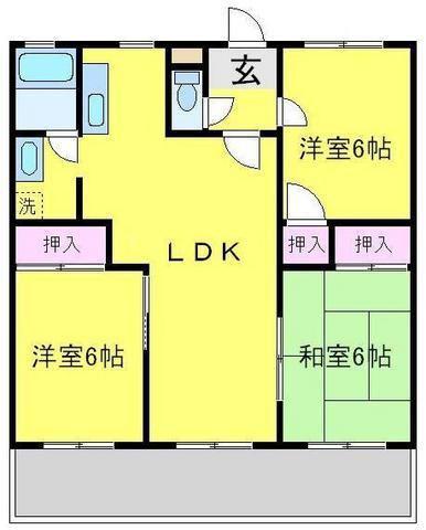 SKマンション(3LDK/1階)の間取り写真