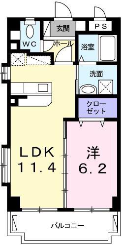 ペレスプラード(1LDK/2階)の間取り写真