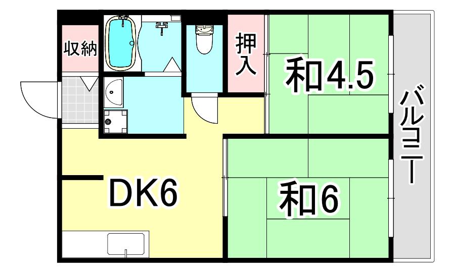 成小路ハイツ(2DK/3階)の間取り写真