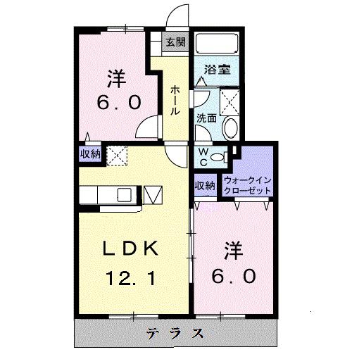 ル・ソレイユA(2LDK/1階)の間取り写真