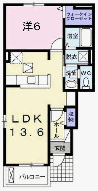 パン ルージュII(1LDK/1階)の間取り写真