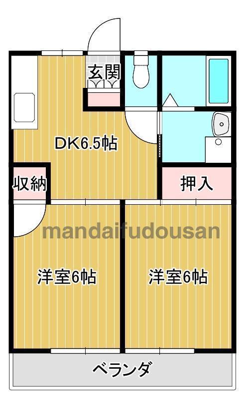 エスポワール北原(2DK/3階)の間取り写真