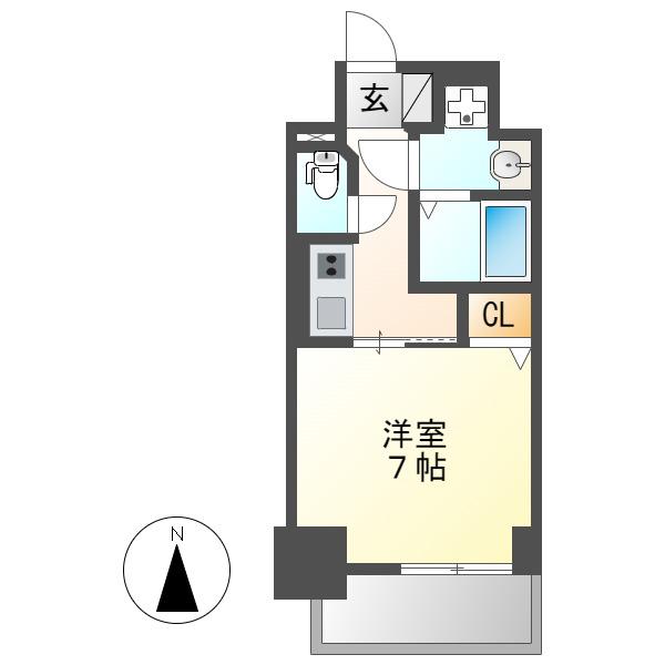S-RESIDENCE浄心イースト(1K/6階)の間取り写真