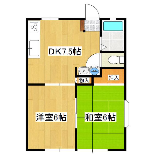 ソレーユ・ナカジマ(2DK/2階)の間取り写真