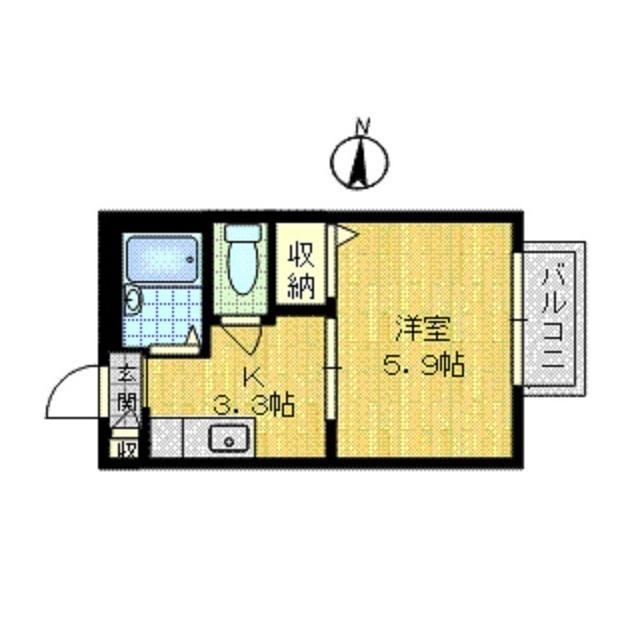 テル4TH(1K/2階)の間取り写真