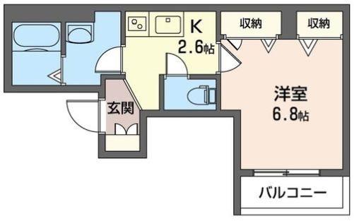 LANA恵比寿(1K/2階)の間取り写真